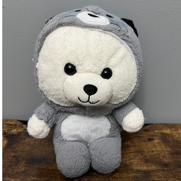 Kellytoys Toys Kellytoys White Teddy Bear In Hooded Raccoon Suit